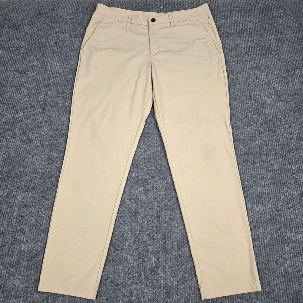 Reebok Mens Golf Pants 36x32 Khaki Flat Front‎ Performance Trousers REM233PA06